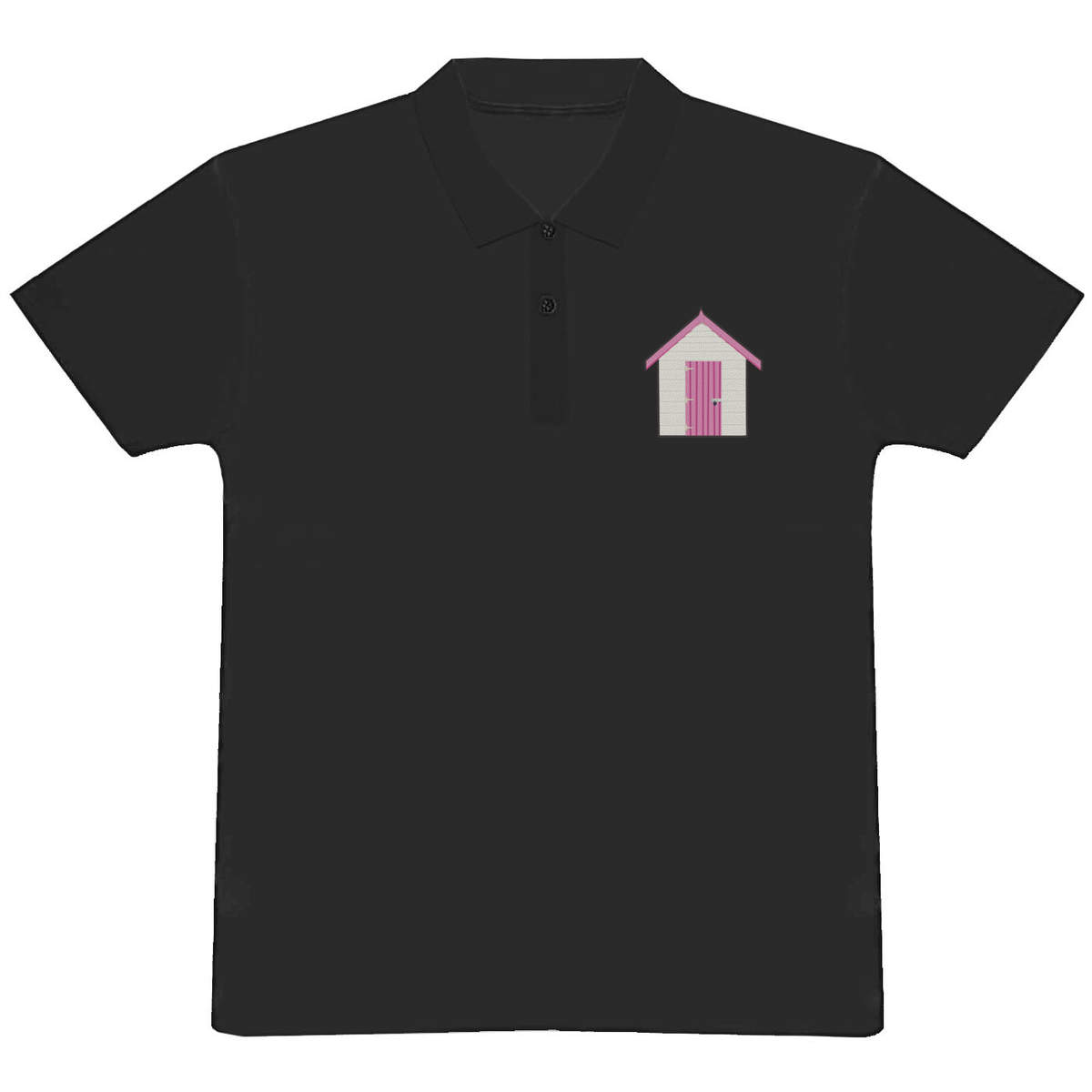 'Beach Hut' Adult Polo Shirt / T-Shirt (XL, Black) (PL00146385)
