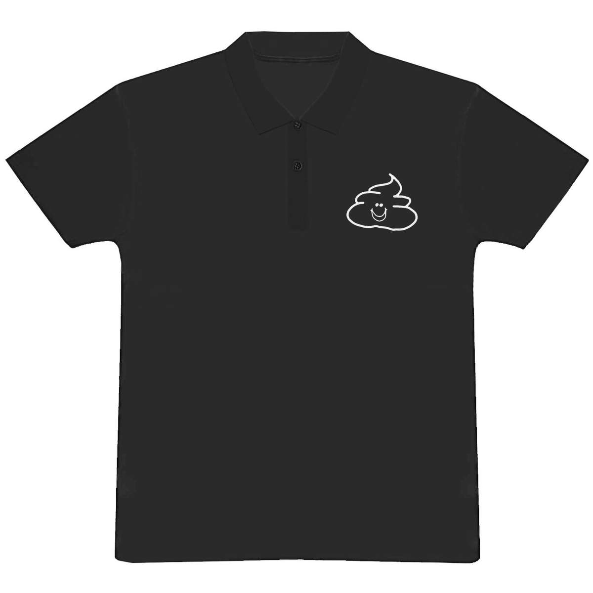 'Happy Poo' Adult Polo Shirt - Black, XL - Adult 100% Cotton Collared Shirt for Work, Golf, Teams and Uniforms (PL00150015)
