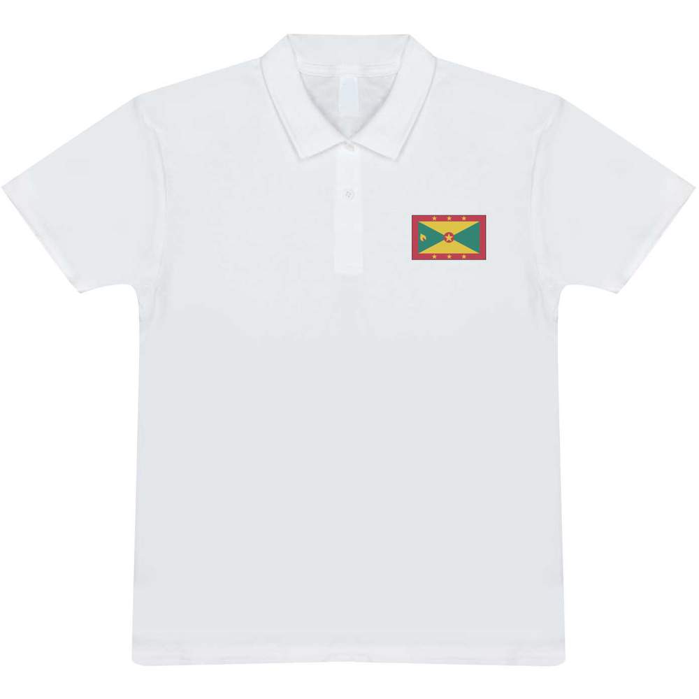 'Grenada Flag' Adult Polo Shirt / T-Shirt (XXL, White) (PL00153383)