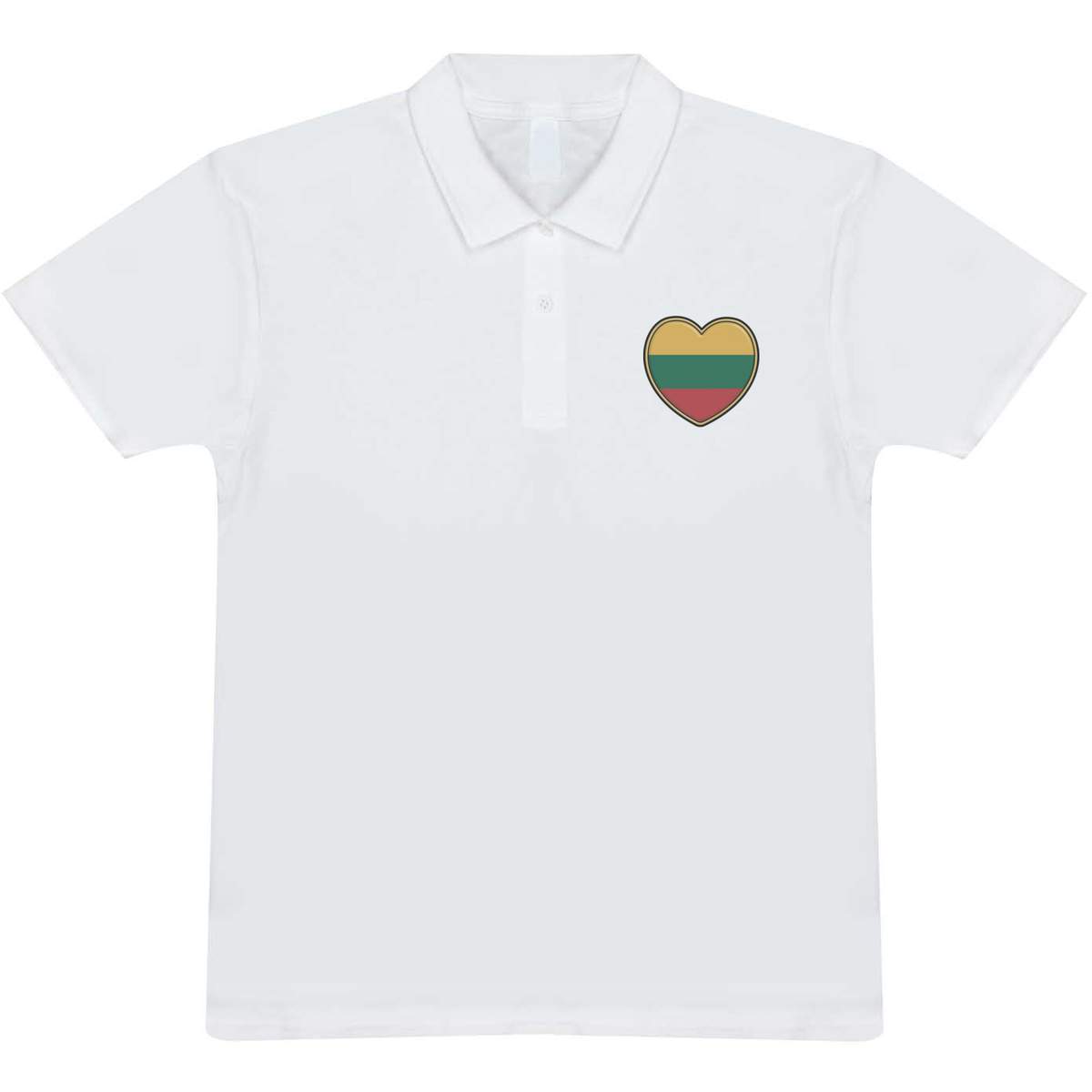 'Lithuania Flag Heart' Adult Polo Shirt / T-Shirt (XXL, White) (PL00221591)