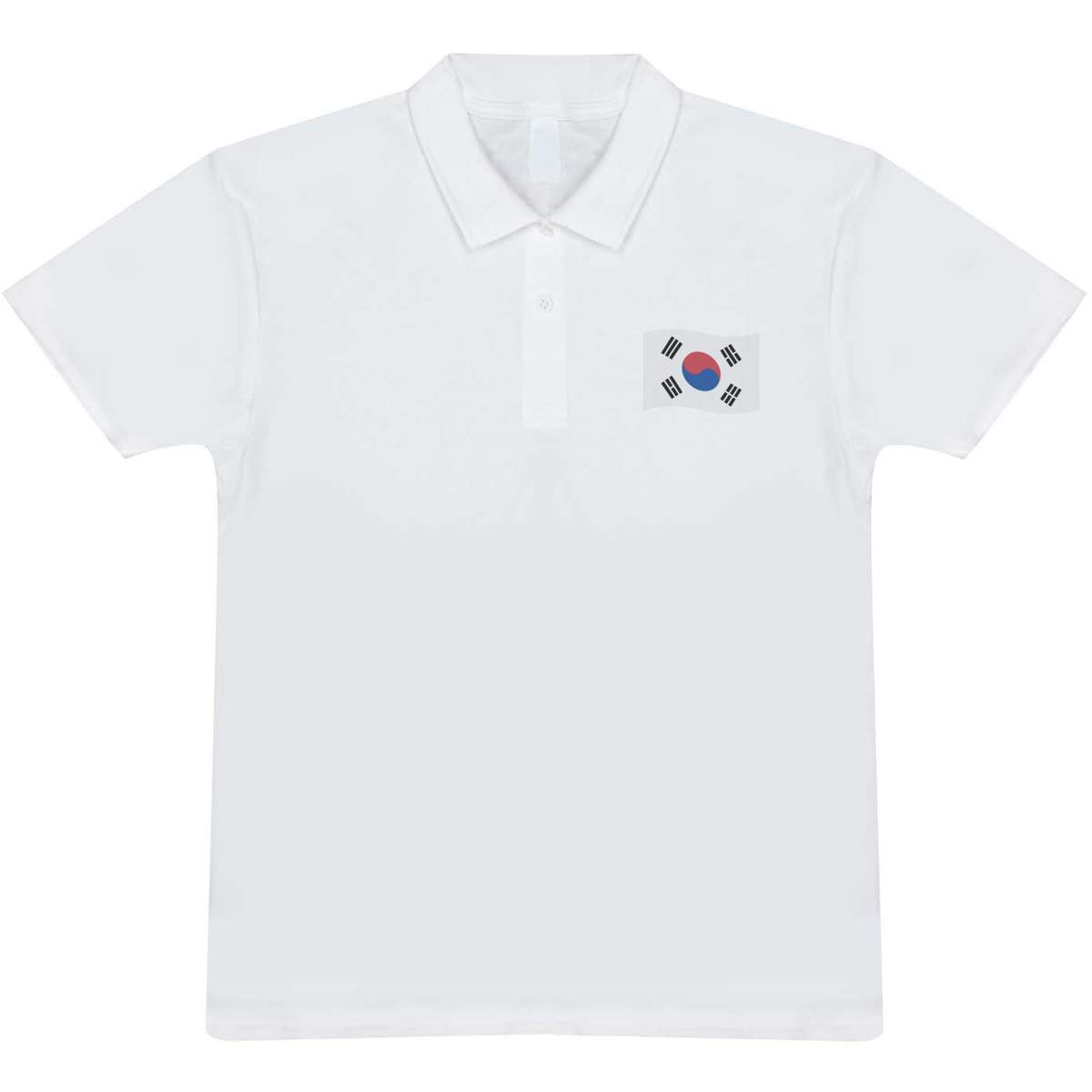 'Waving South Korean Flag' Adult Polo Shirt / T-Shirt (XXL, White) (PL00244598)