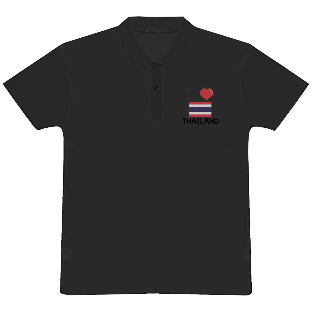 'I Love Thailand' Adult Polo Shirt / T-Shirt (XXL, Black) (PL00187642)