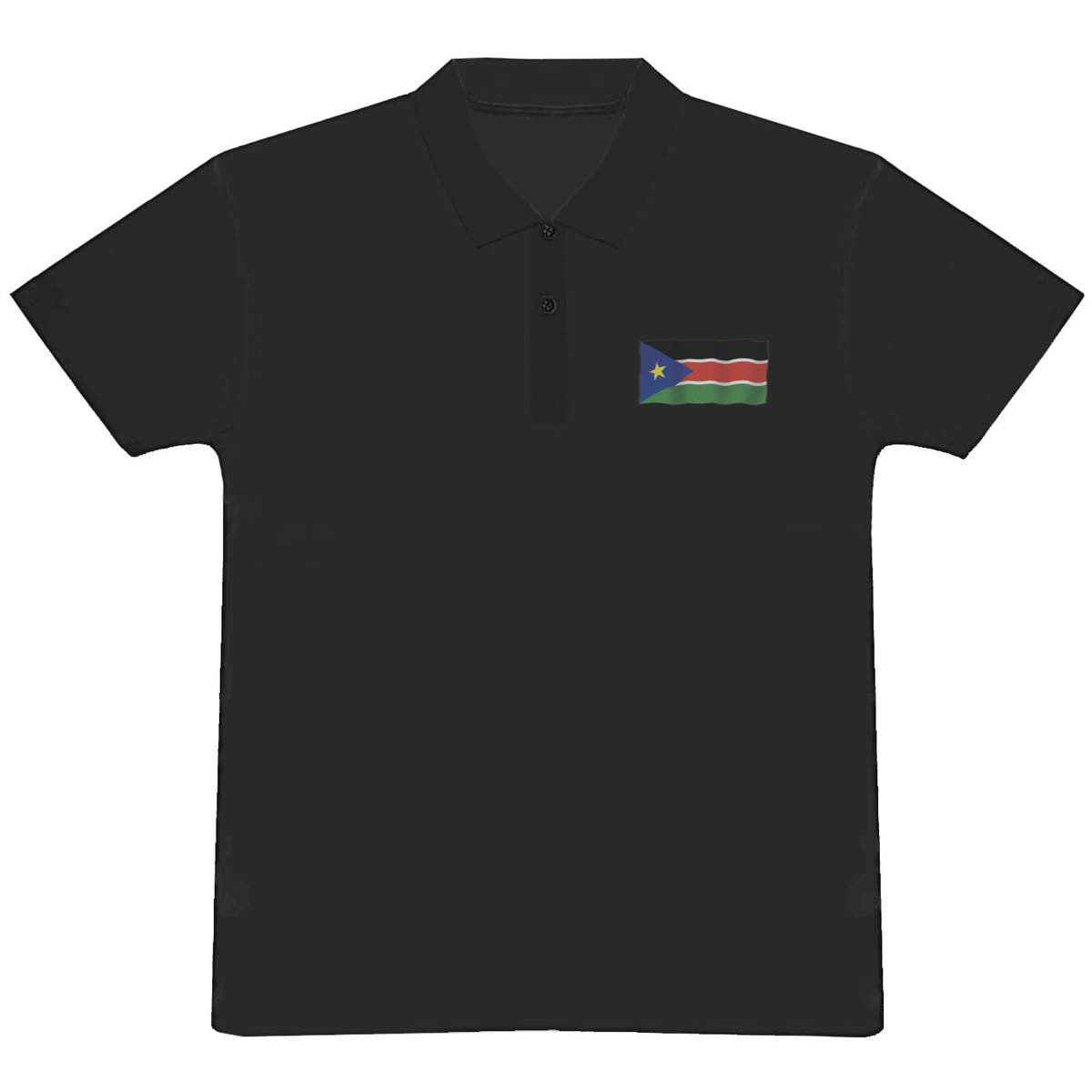 'Waving South Sudan Flag' Adult Polo Shirt / T-Shirt (XXL, Black) (PL00224056)