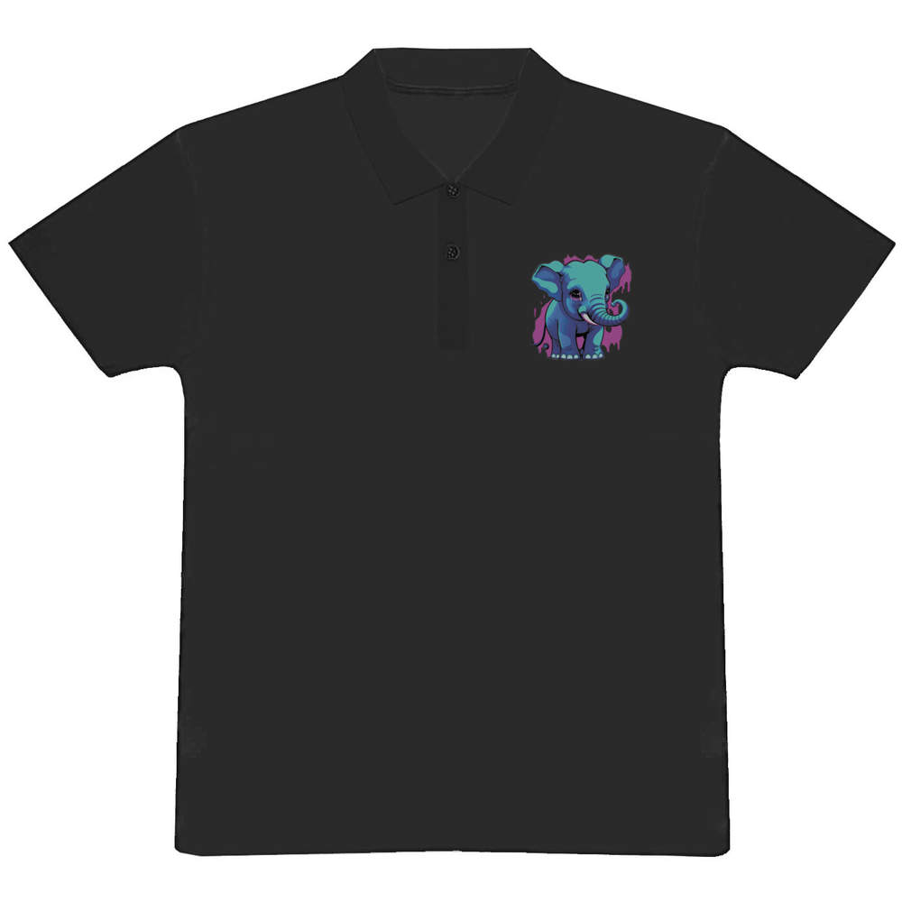 Funky Blue Elephant Adult Polo Shirt T Shirt XXL Black PL00238333