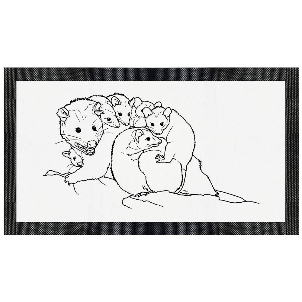'Opossum With Joeys' Pet Feeding Mat (PM00012106)