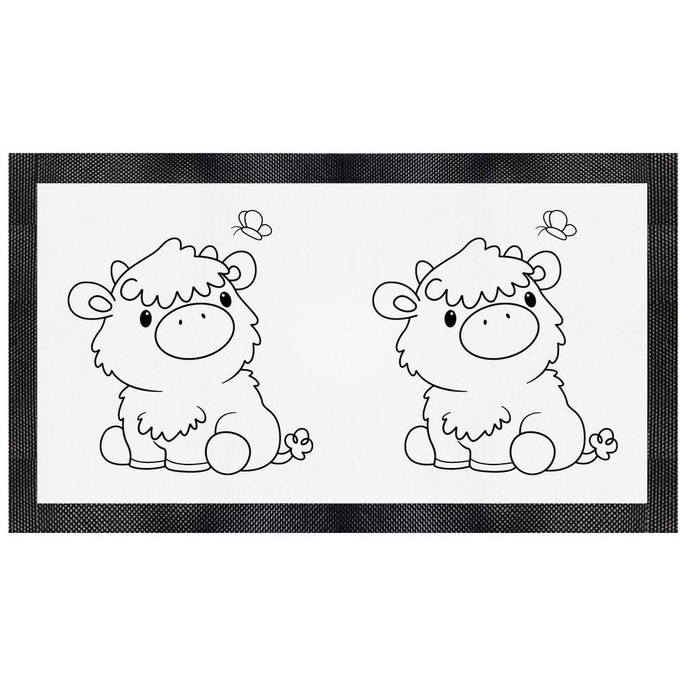 'Highland Cow & Butterfly' Pet Feeding Mat (PM00016484)