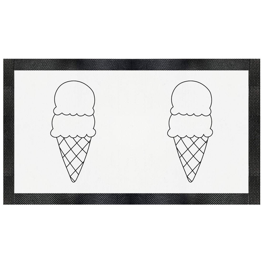 'Double Scoop Ice Cream Cone Outline' Pet Feeding Mat (PM00031612)