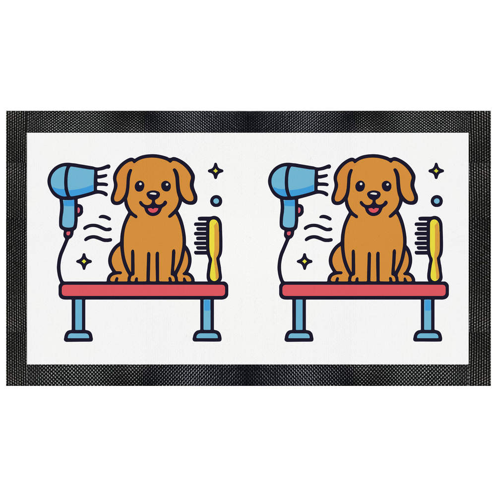 'Dog Grooming Station' Pet Feeding Mat - Placemat for Dog / Cat Food and Water Bowls, Kitchens and Floors (PM00034137)