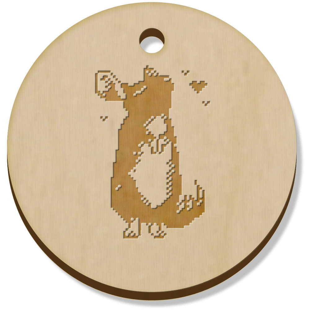 11 x 34mm 'Pixel Chinchilla' Wooden Pendants / Charms (PN00012252)