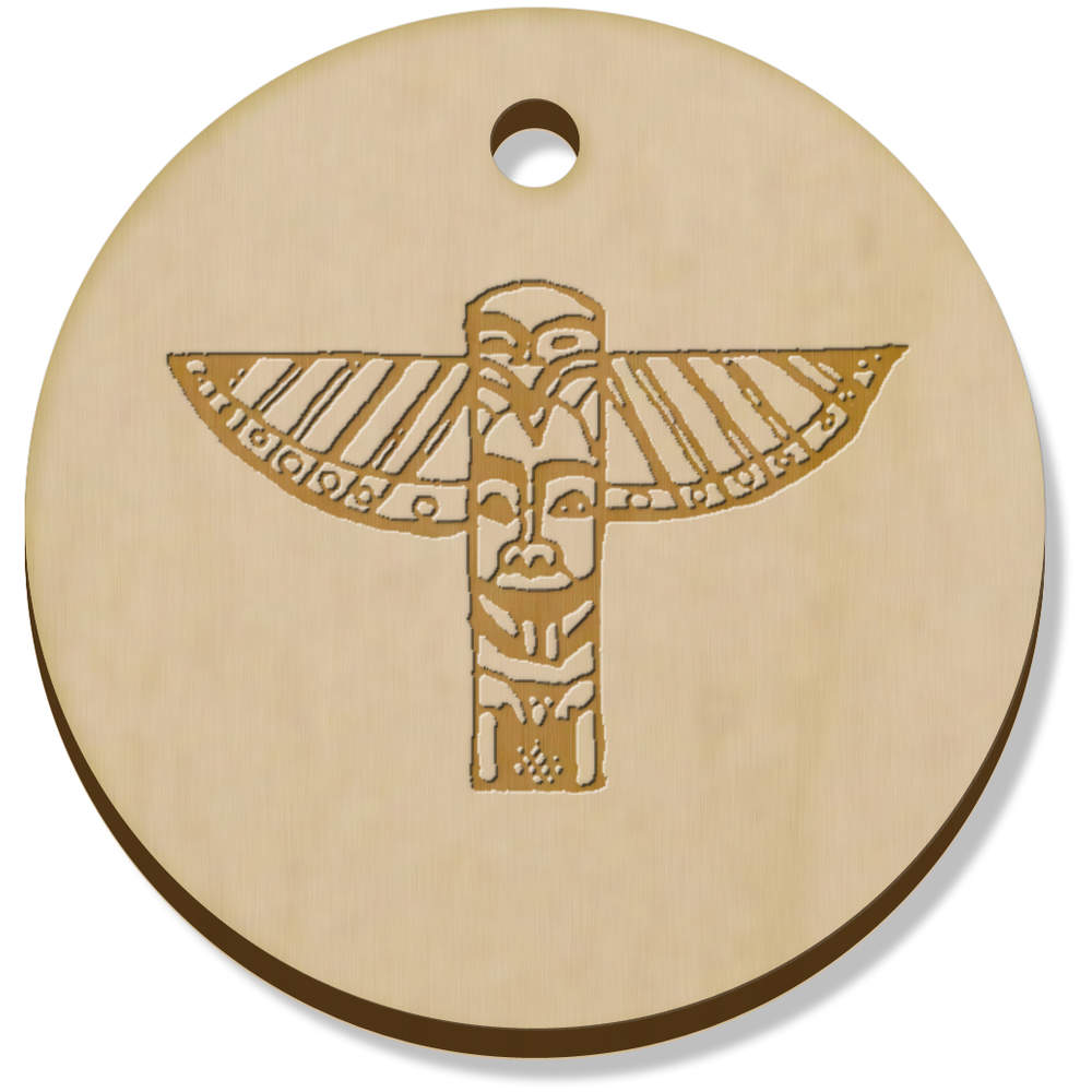 11 x 34mm 'Totem Pole' Wooden Pendants / Charms (PN00012372)