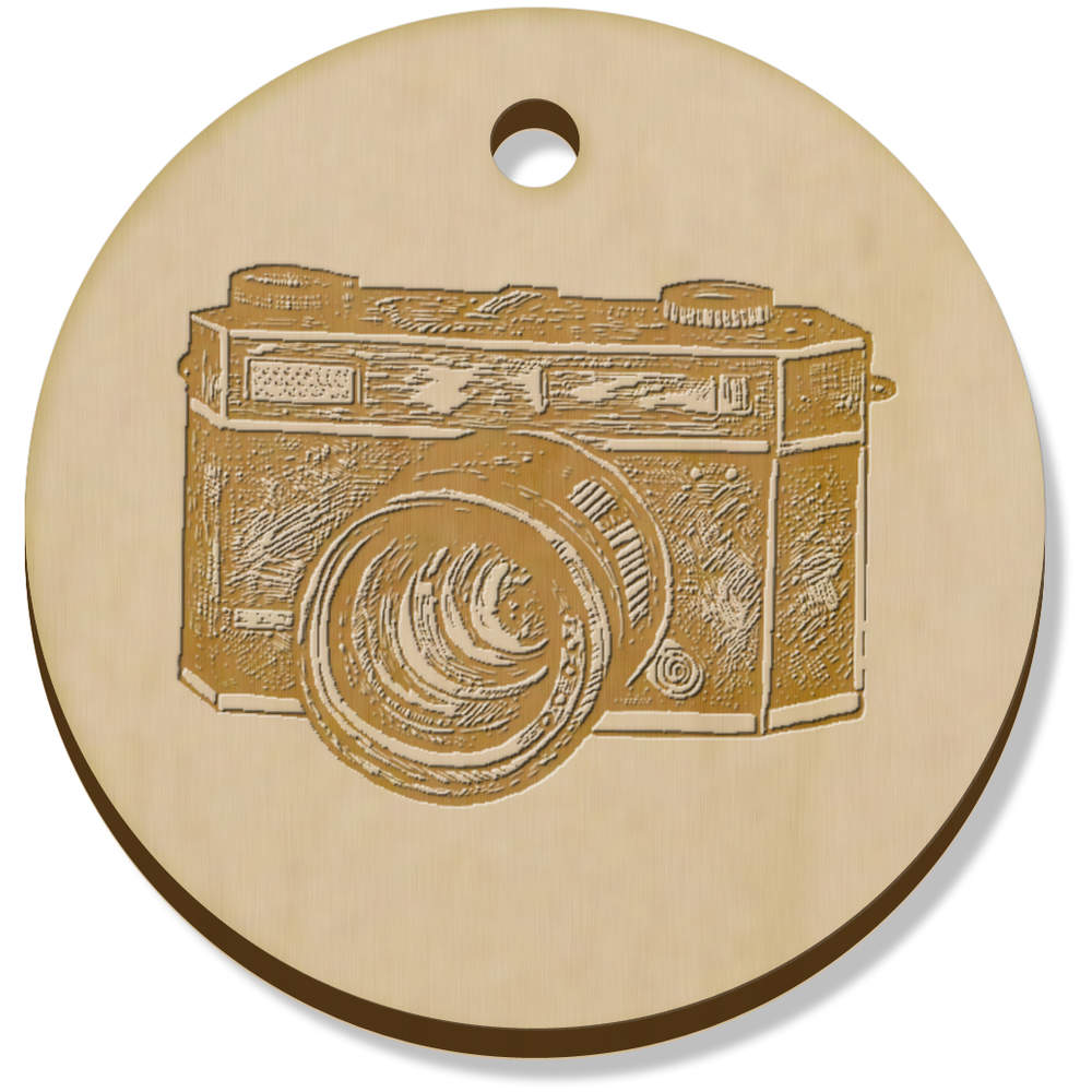 11 x 34mm 'Classic Camera' Wooden Pendants / Charms (PN00017304)