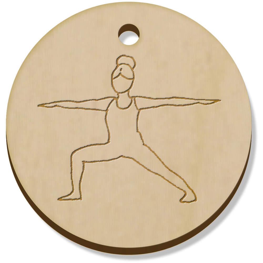 11 x 34mm 'Warrior Yoga Pose' Wooden Pendants / Charms (PN00022035)