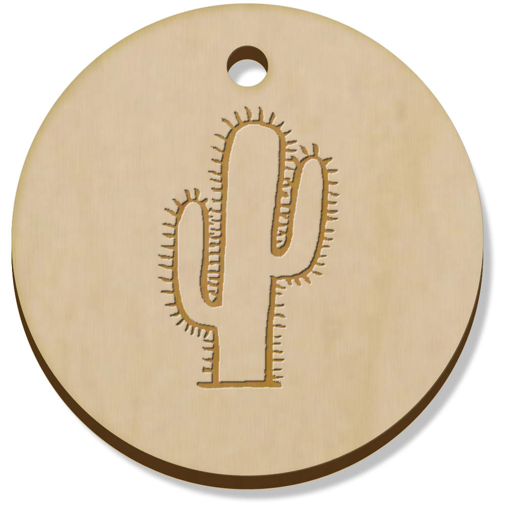 11 x 34mm 'Desert Cactus' Wooden Pendants / Charms (PN00029448)