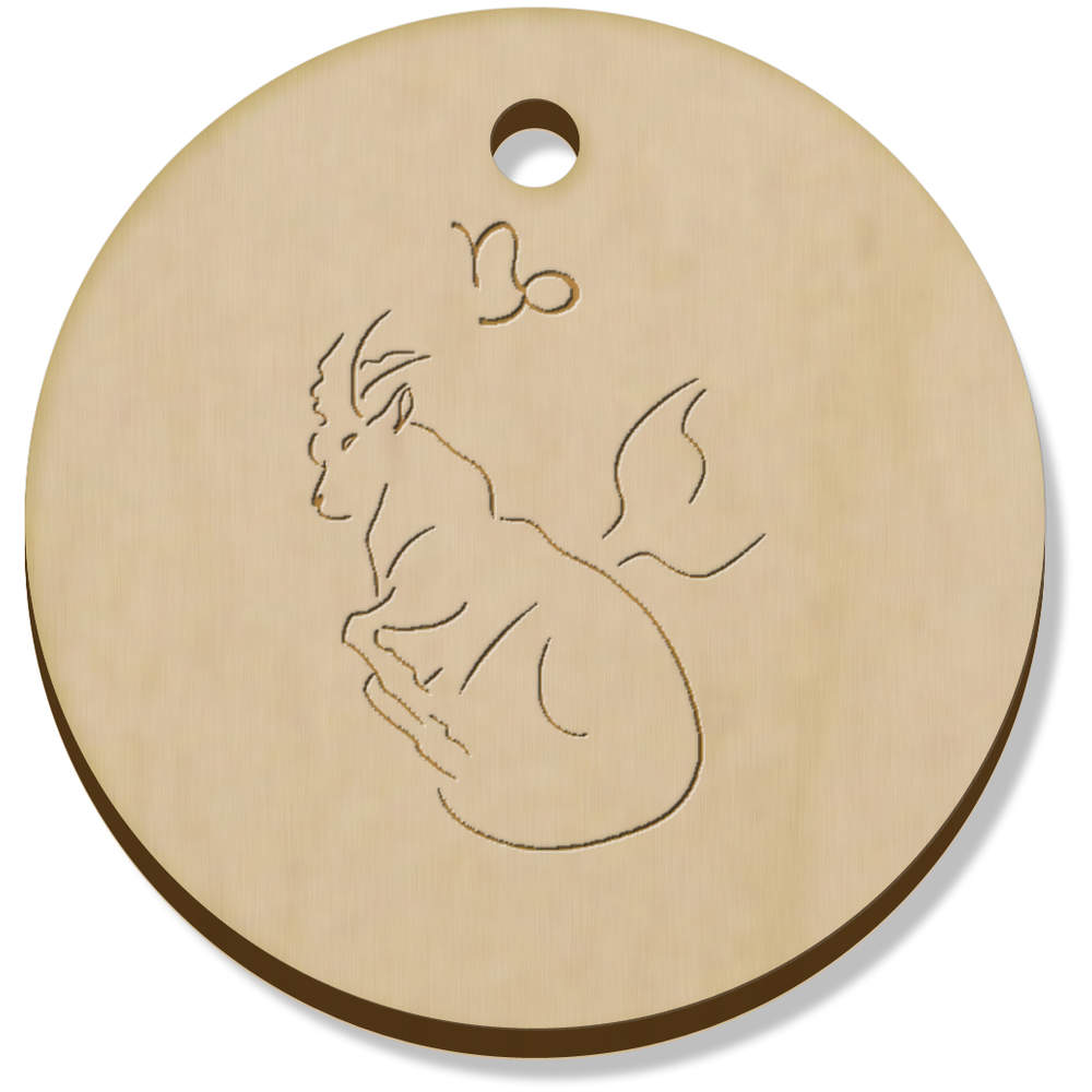 11 x 34mm 'Capricorn Sea Goat' Wooden Pendants / Charms (PN00029871)