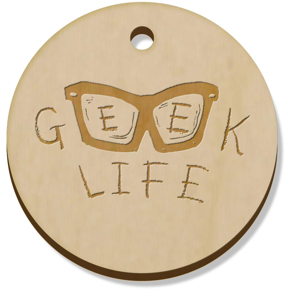 11 x 34mm 'Geek Life' Wooden Pendants / Charms (PN00030312)