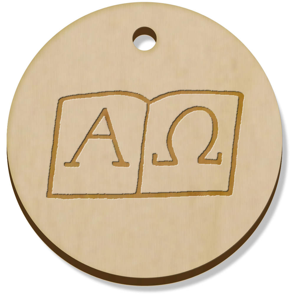 11 x 34mm 'Alpha & Omega Symbols' Wooden Pendants / Charms (PN00034866)
