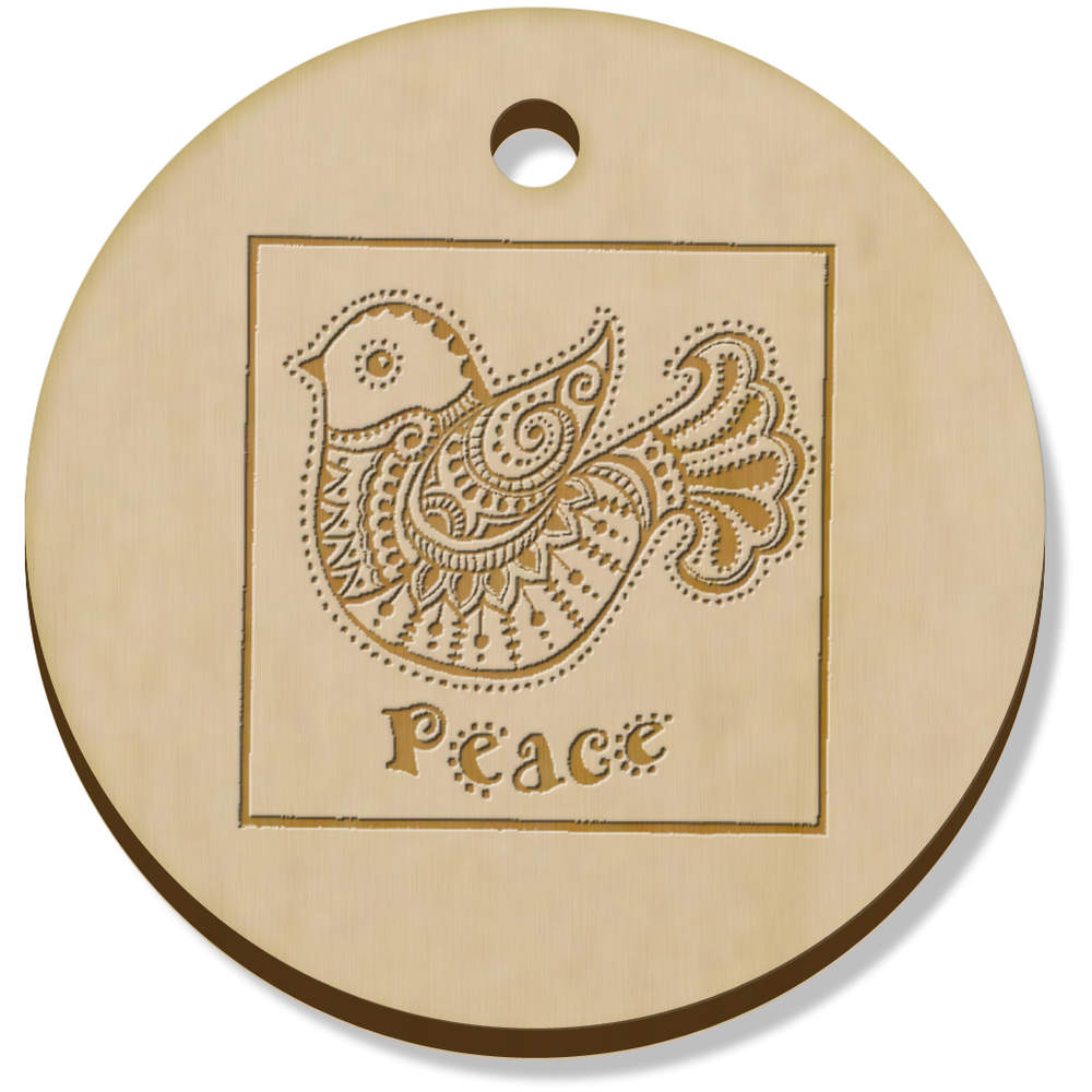 11 x 34mm 'Peace Dove' Wooden Pendants / Charms (PN00034914)