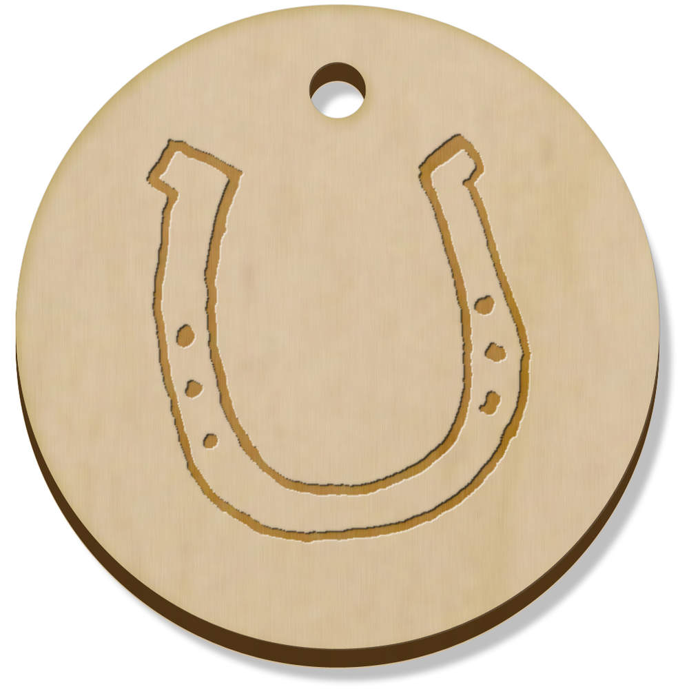 11 x 34mm 'Metal Horseshoe' Wooden Pendants / Charms (PN00039219)