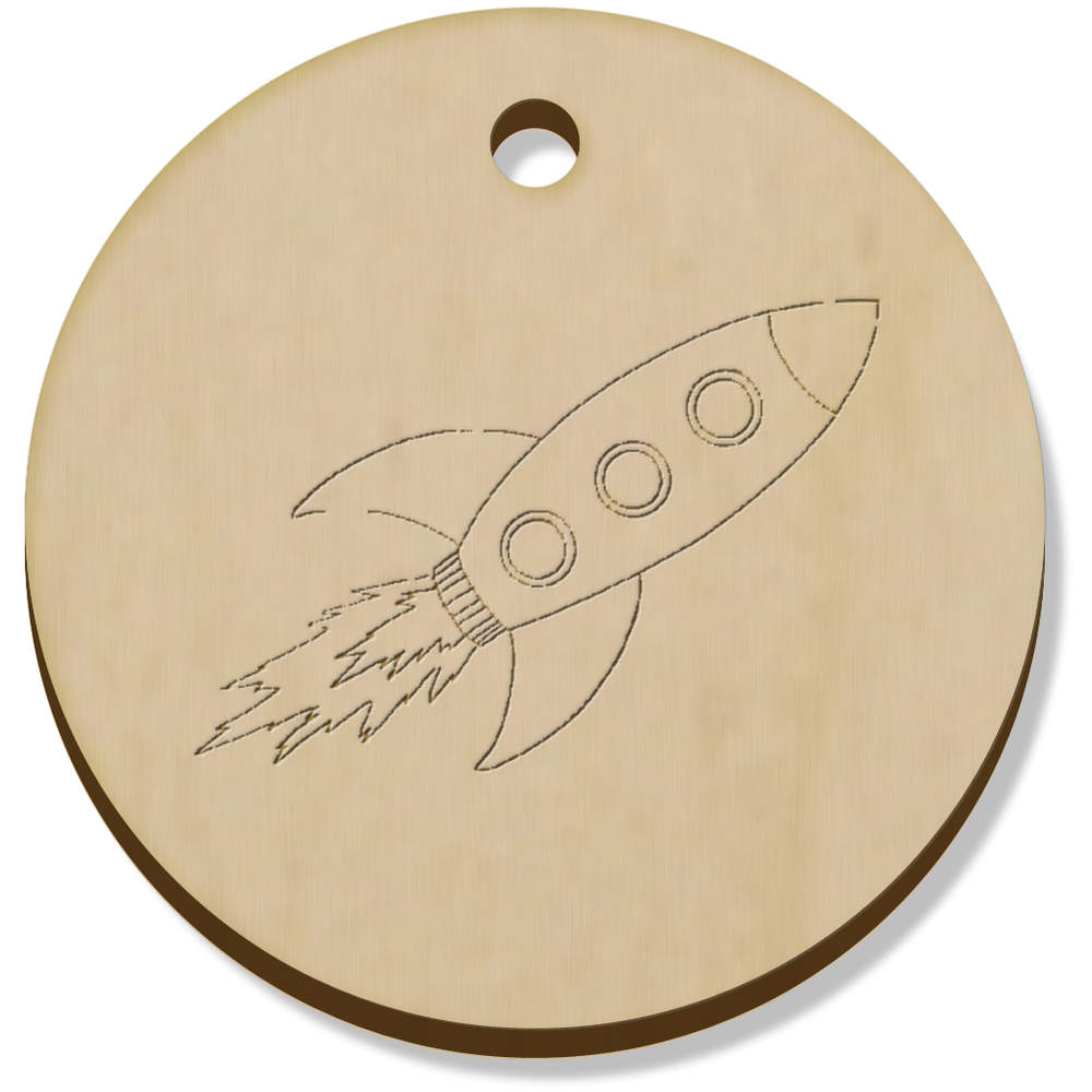 11 x 34mm 'Space Rocket' Wooden Pendants / Charms (PN00039537)