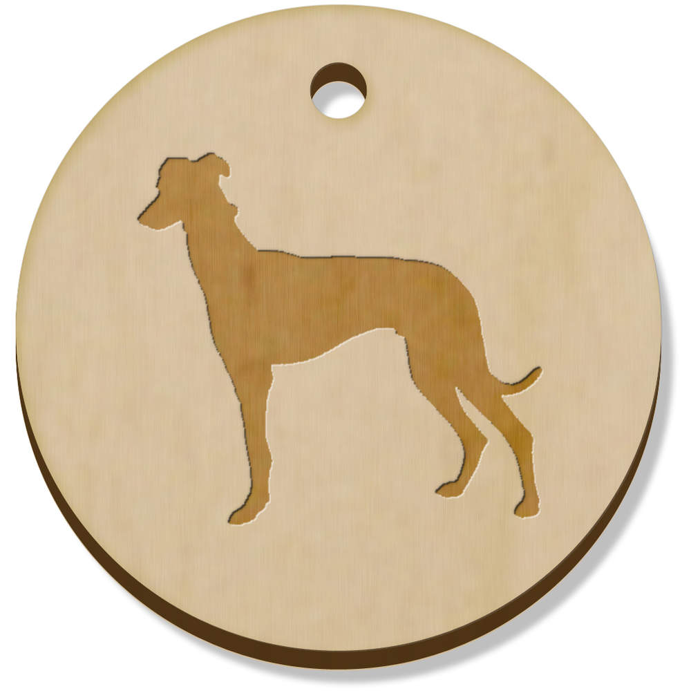 11 x 34mm 'Greyhound Silhouette' Wooden Pendants / Charms (PN00044991)