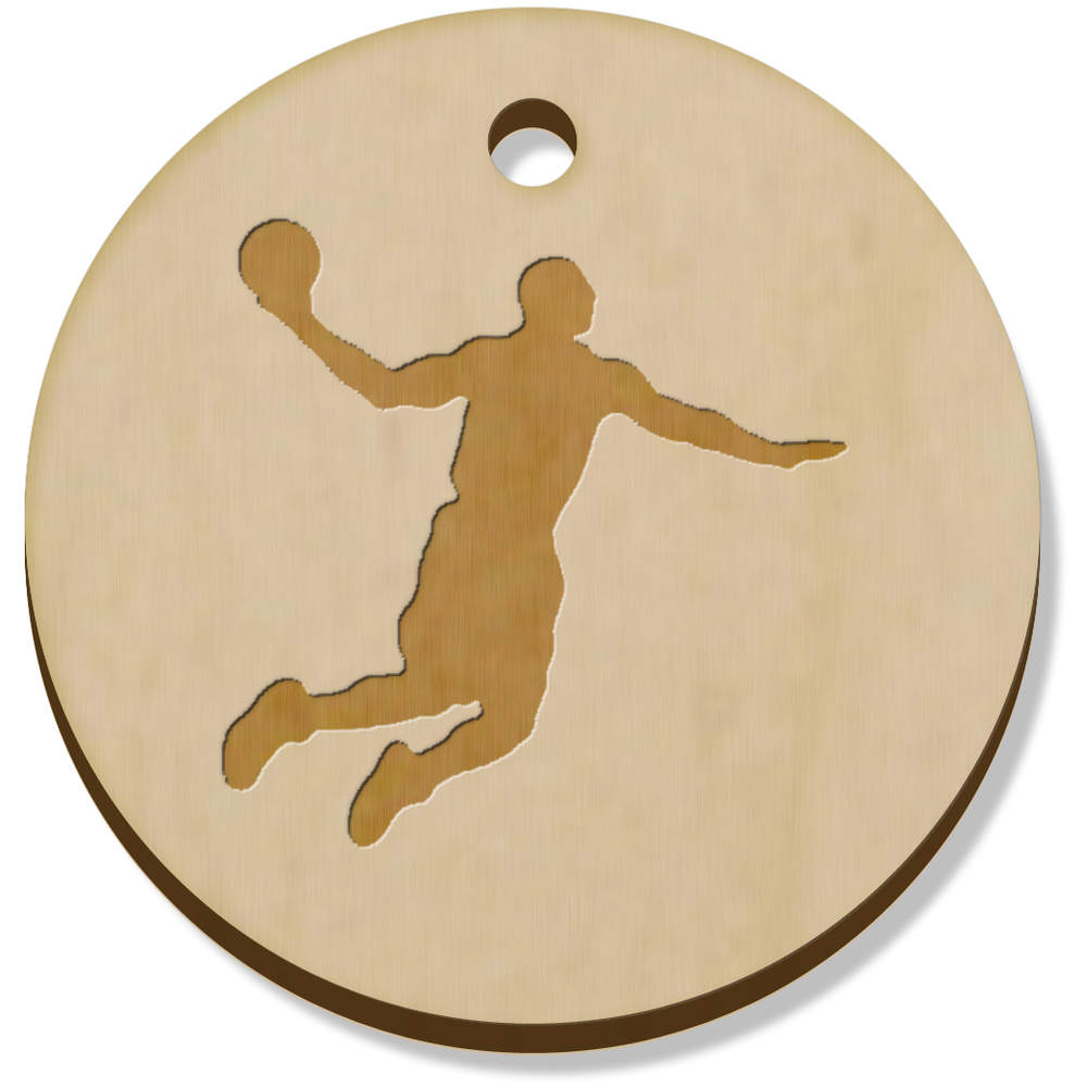 11 x 34mm 'Basketball Player' Wooden Pendants / Charms (PN00047940)