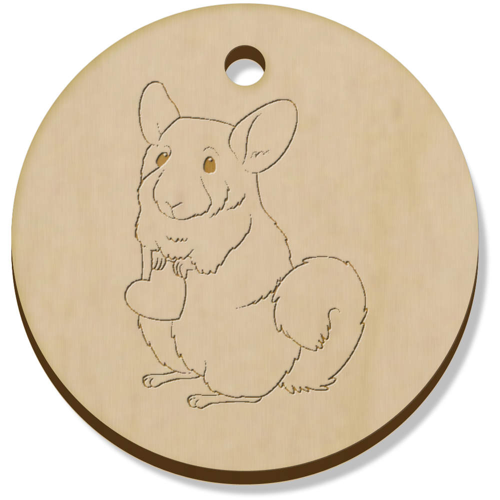 11 x 34mm 'Chinchilla Holding Heart' Wooden Pendants / Charms (PN00048093)