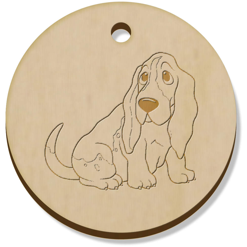11 x 34mm 'Basset Hound' Wooden Pendants / Charms (PN00050307)