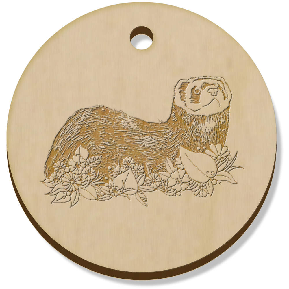 11 x 34mm 'Flower Ferret' Wooden Pendants / Charms (PN00050370)