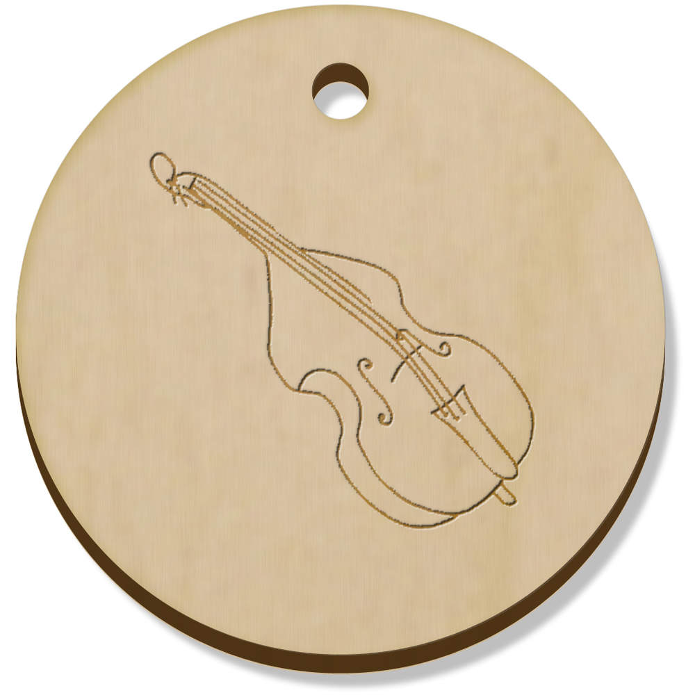 11 x 34mm 'Double Bass' Wooden Pendants / Charms (PN00053130)
