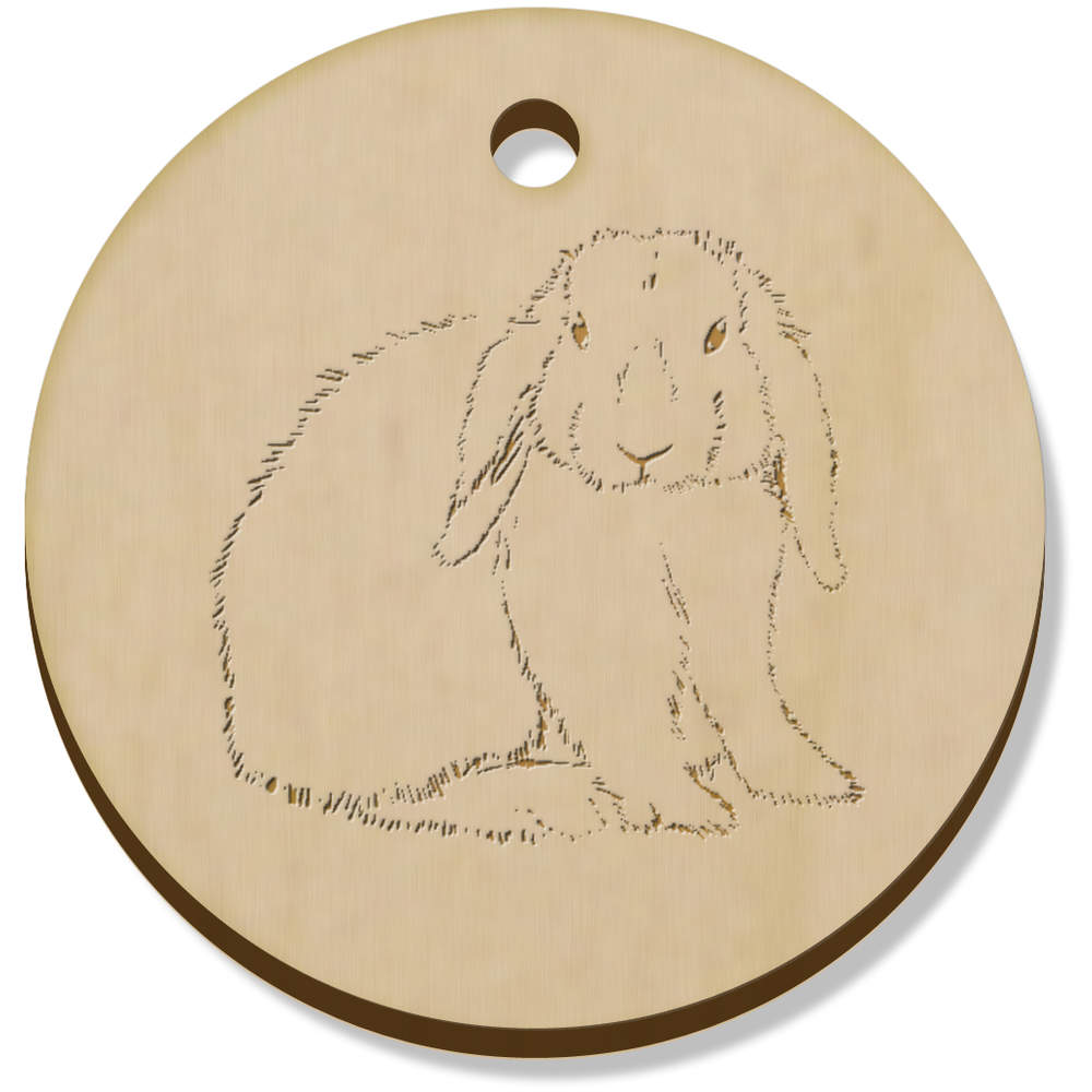 11 x 34mm 'Lop-Eared Rabbit' Wooden Pendants / Charms (PN00058305)