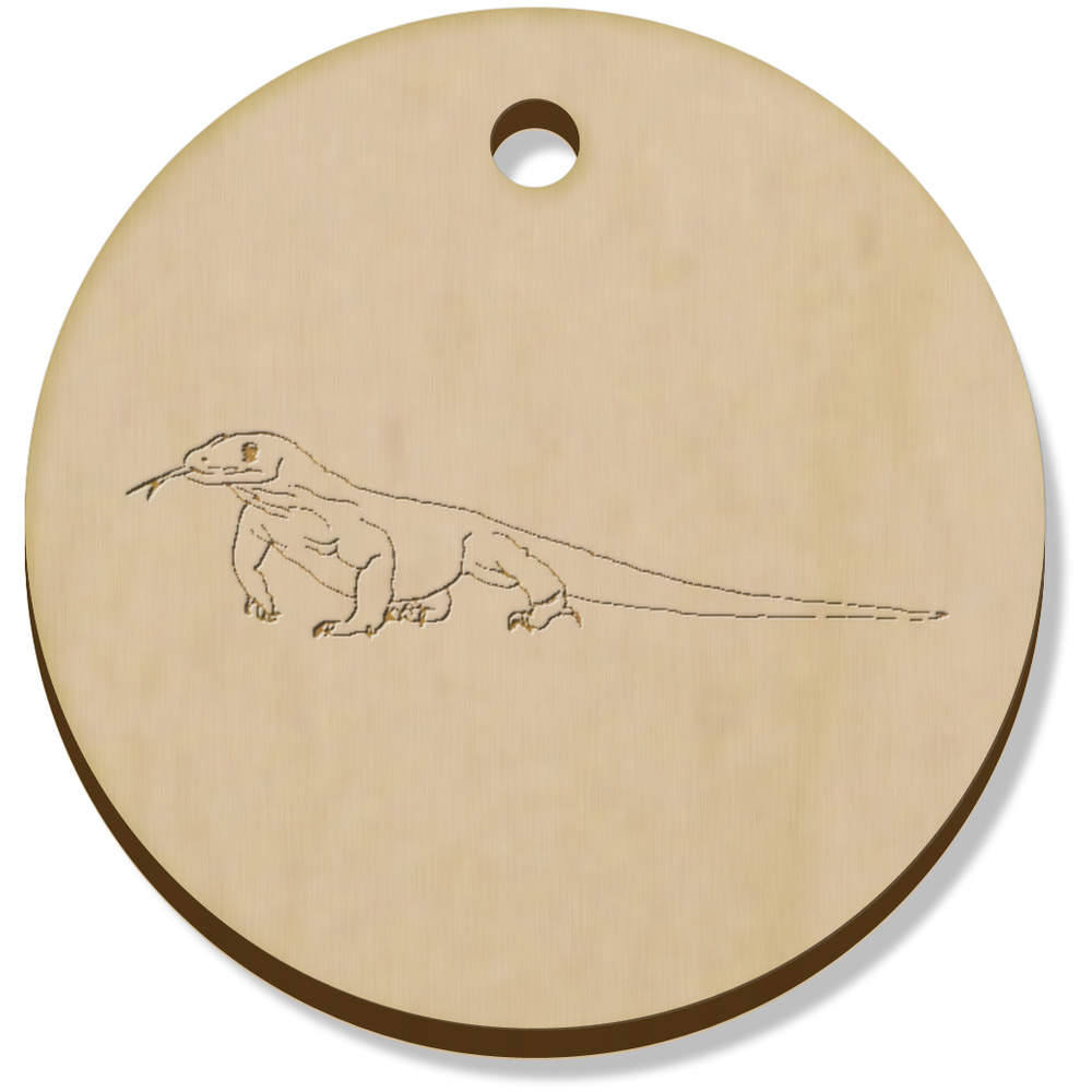 11 x 34mm 'Komodo Dragon' Wooden Pendants / Charms (PN00061458)