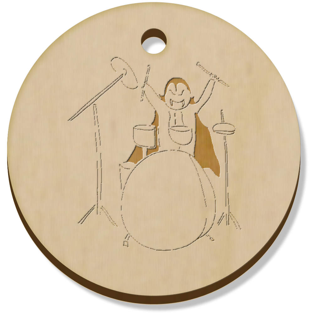11 x 34mm 'Vampire Drummer' Wooden Pendants / Charms (PN00061522)