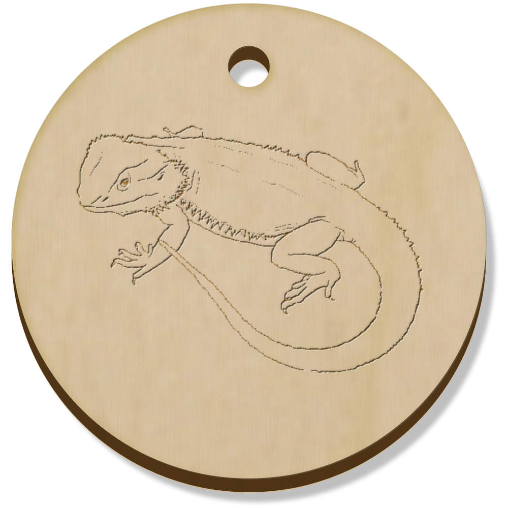 11 x 34mm 'Bearded Dragon' Wooden Pendants / Charms (PN00062085)