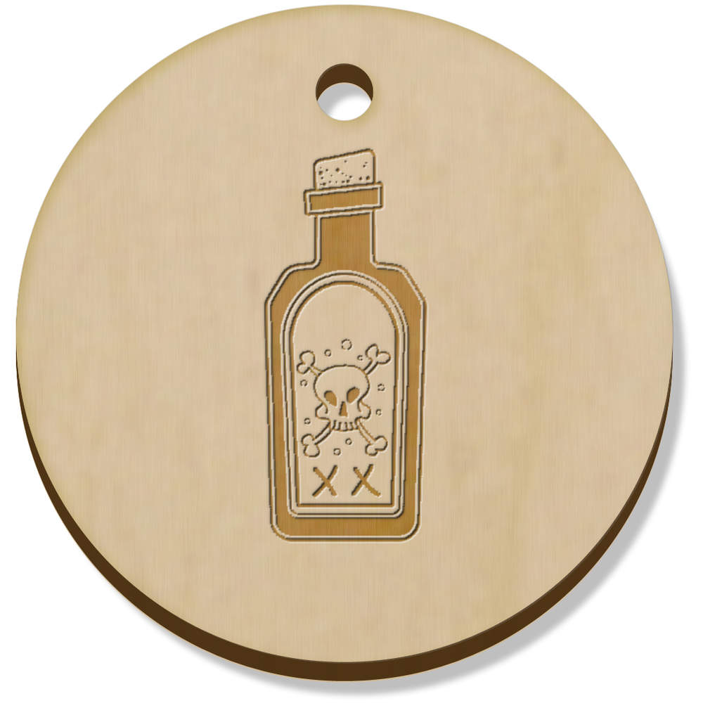 11 x 34mm 'Poison Bottle' Wooden Pendants / Charms (PN00062747)
