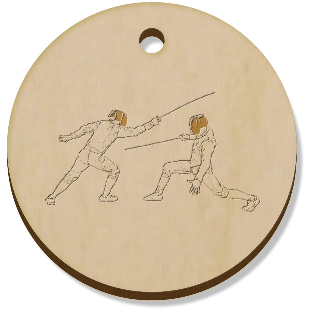 11 x 34mm 'Fencing Lunge' Wooden Pendants / Charms (PN00062905)