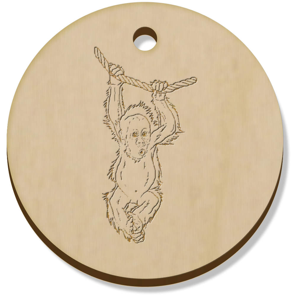 11 x 34mm 'Baby Orangutan' Wooden Pendants / Charms (PN00064219)