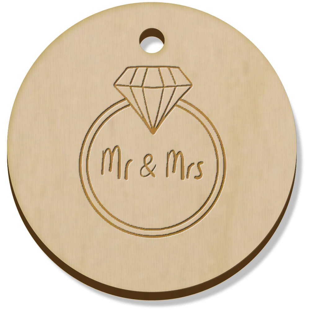 11 x 34mm 'Mr & Mrs Ring' Wooden Pendants / Charms (PN00065087)