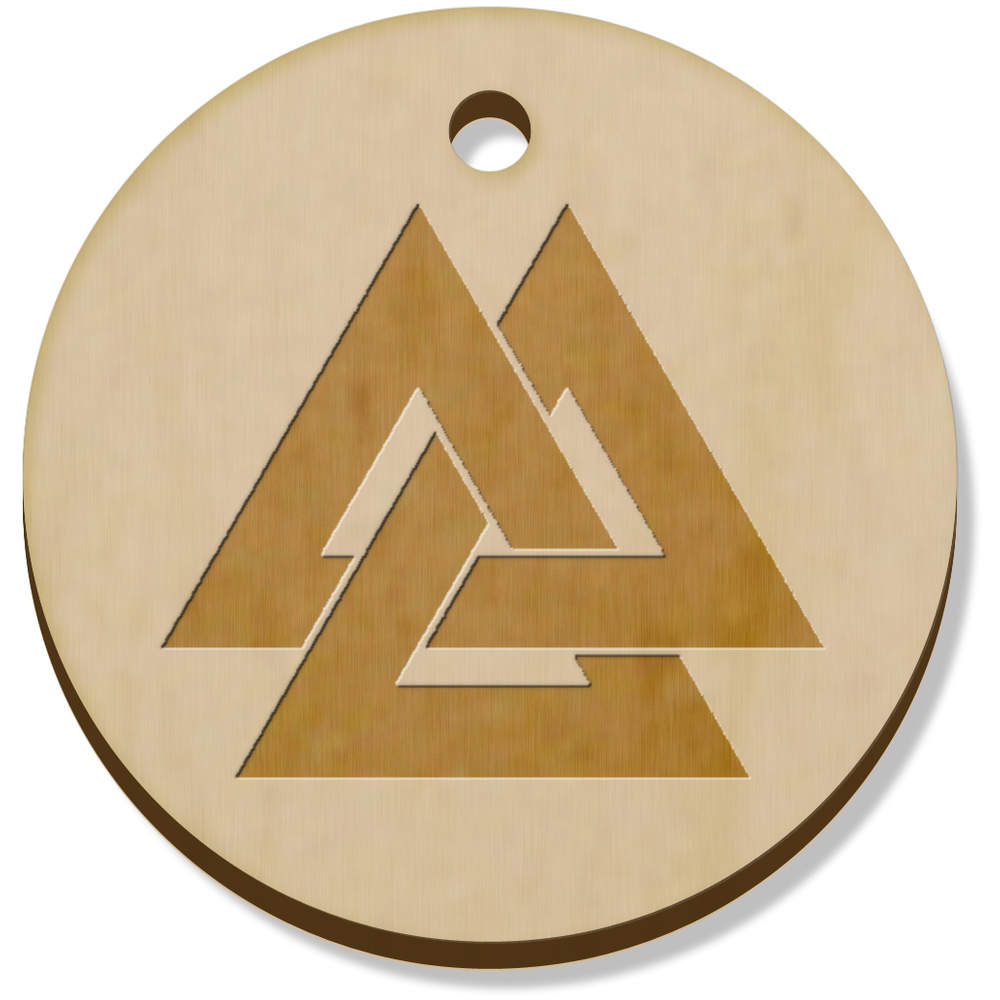 11 x 34mm 'Valknut' Wooden Pendants / Charms (PN00065435)