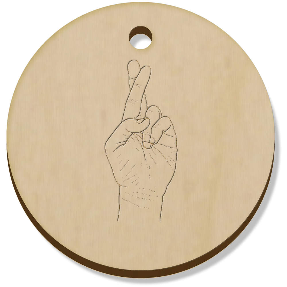 11 x 34mm 'Fingers Crossed' Wooden Pendants / Charms (PN00065443)