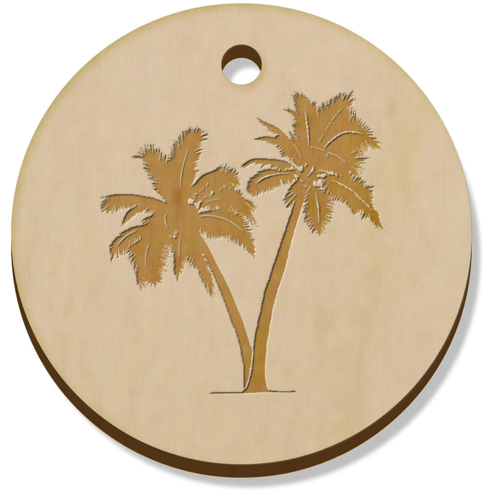 11 x 34mm 'Palm Trees' Wooden Pendants / Charms (PN00065506)
