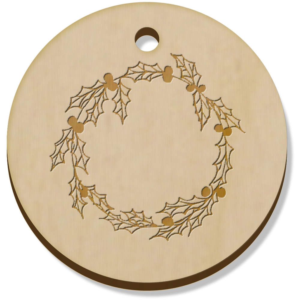 11 x 34mm 'Christmas Wreath' Wooden Pendants / Charms (PN00065656)
