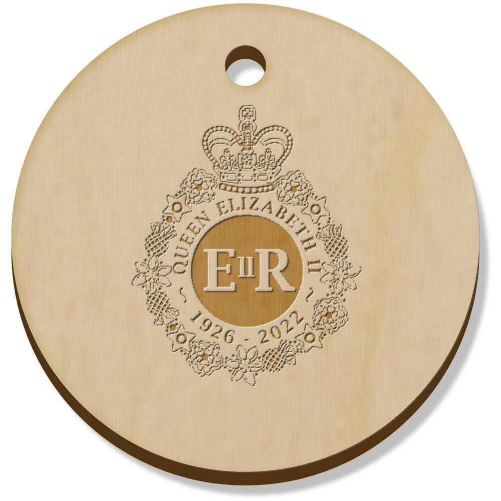 11 x 34mm 'Queen Elizabeth II Emblem' Wooden Pendants / Charms (PN00065964)