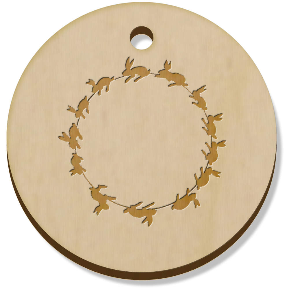 11 x 34mm 'Rabbit Circle' Wooden Pendants / Charms (PN00066970)