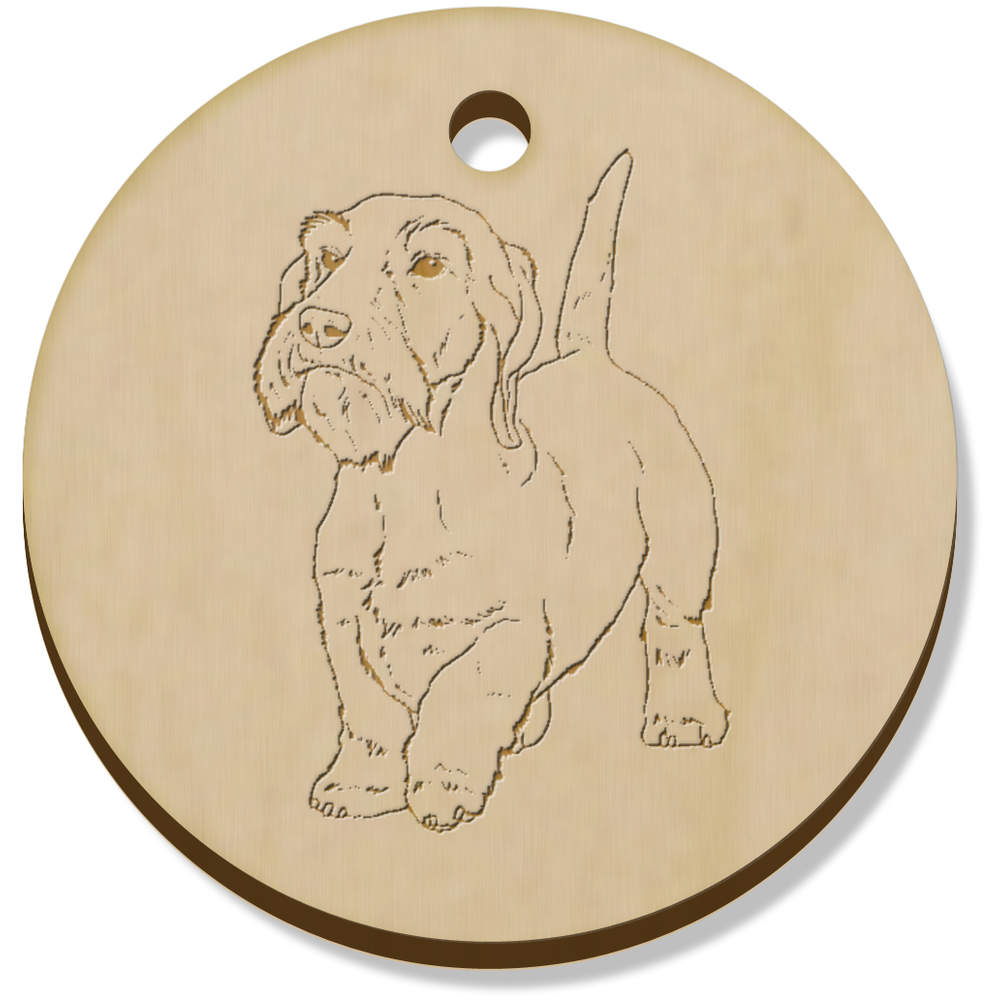 11 x 34mm 'Wire Haired Dachshund' Wooden Pendants / Charms (PN00067811)