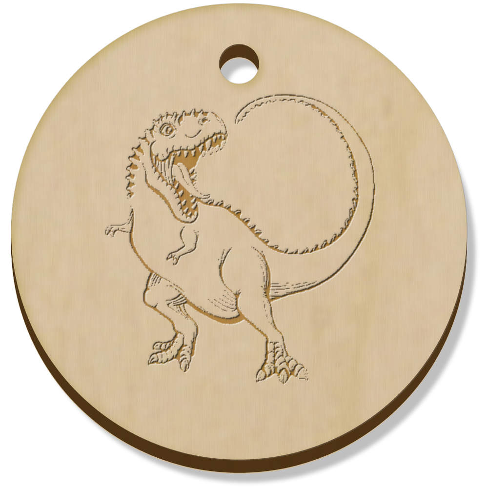 11 x 34mm 'Cartoon T-Rex Dinosaur' Wooden Pendants / Charms (PN00068250)