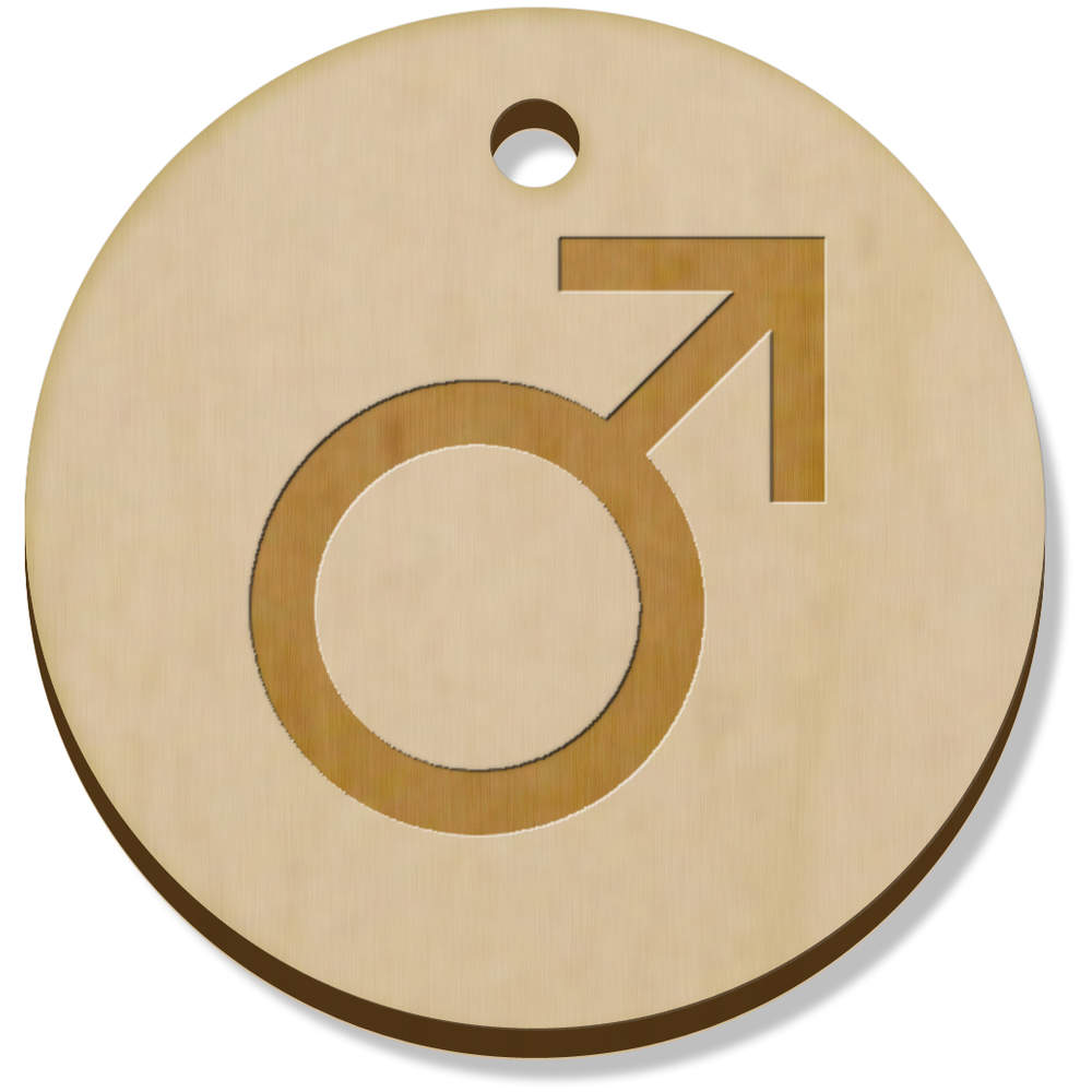 11 x 34mm 'Male Symbol' Wooden Pendants / Charms (PN00068488)