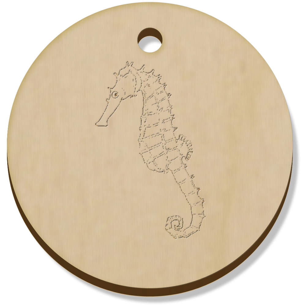 11 x 34mm 'Happy Seahorse' Wooden Pendants / Charms (PN00068902)