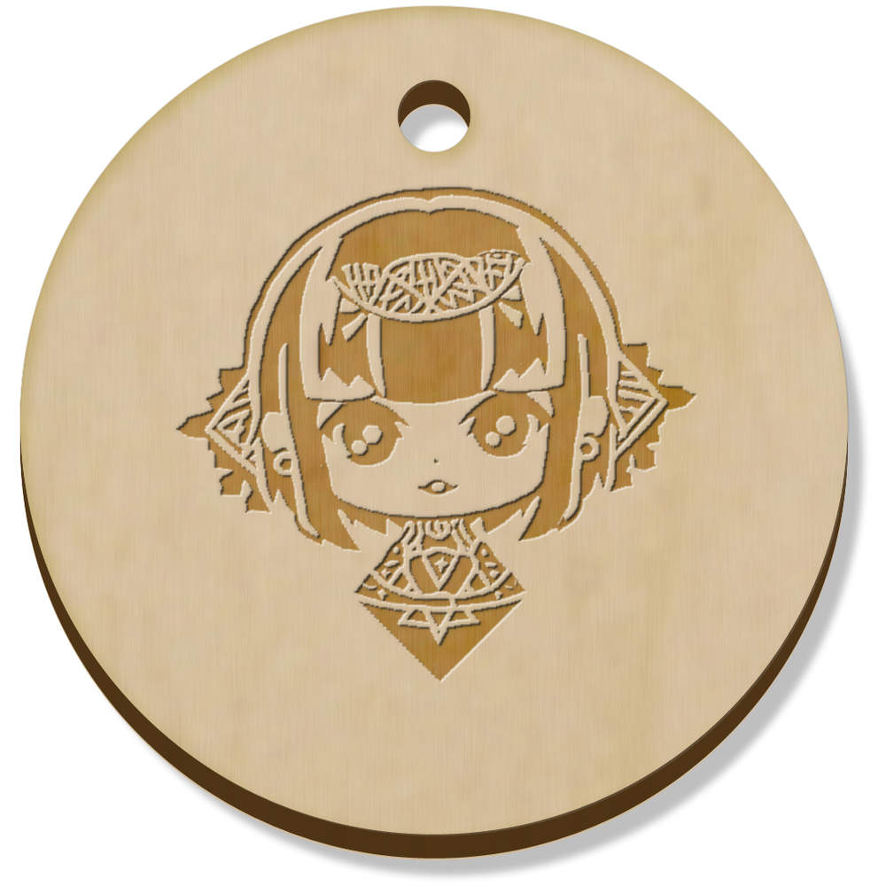 11 x 34mm 'Anime chibi' Wooden Pendants / Charms (PN00069355)