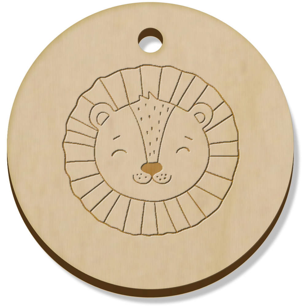 11 x 34mm 'Lion's Head' Wooden Pendants / Charms (PN00069669)