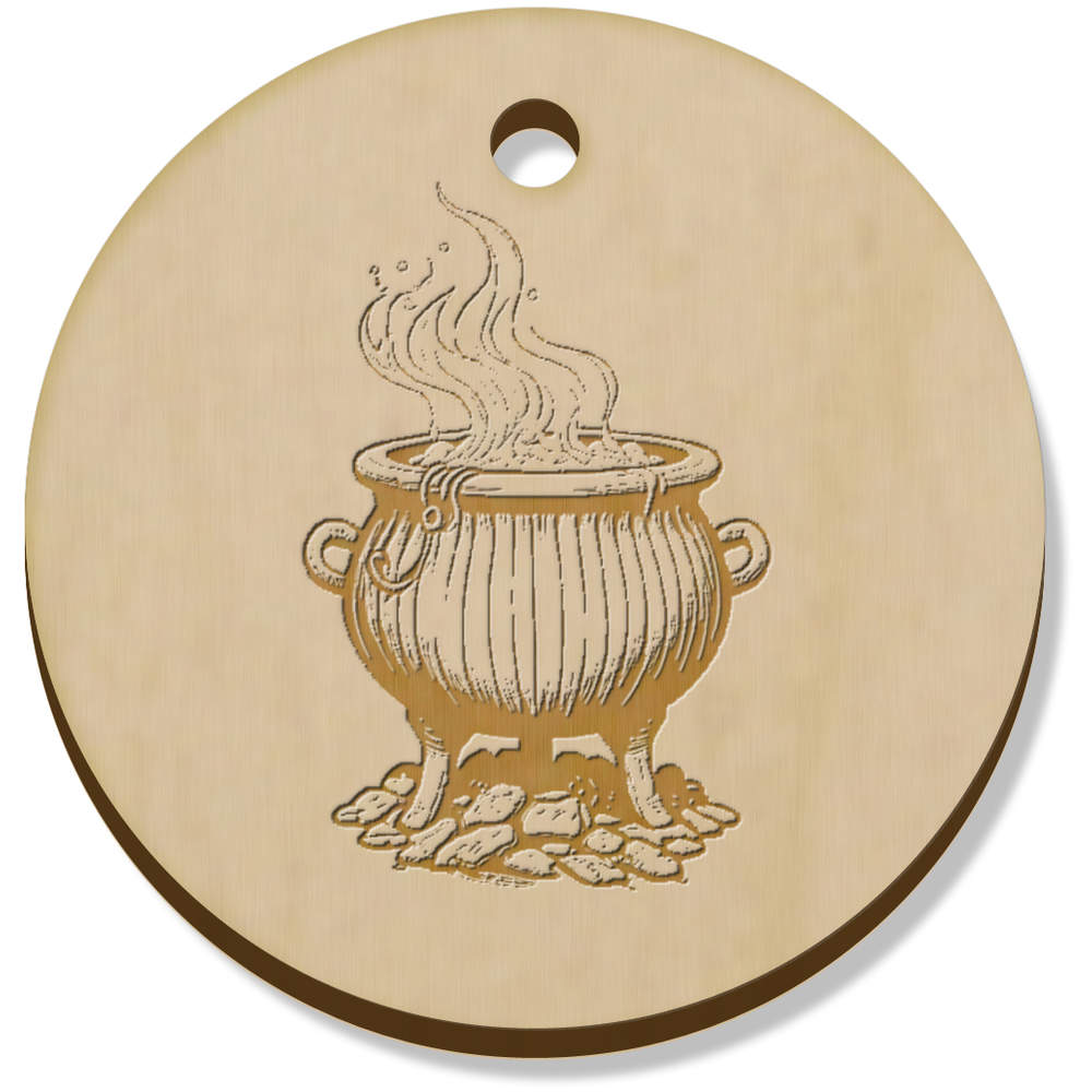 11 x 34mm 'Witches Cauldron' Wooden Pendants / Charms (PN00070269)